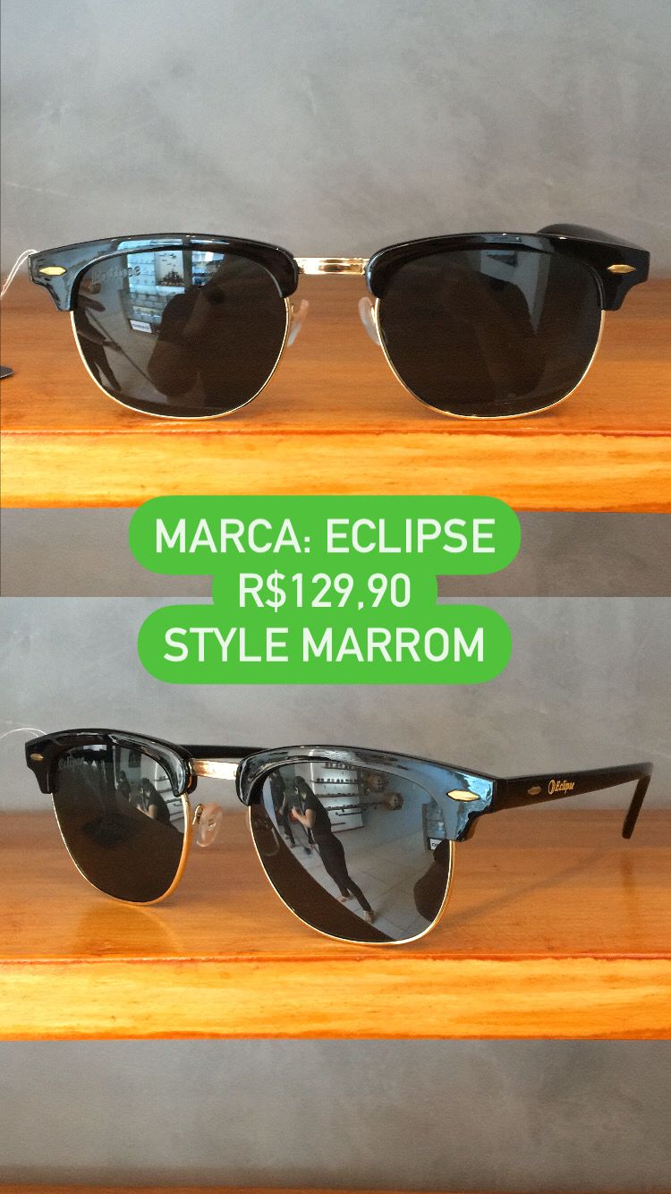 Óculos de Sol Quadrado Preto Com Lente Verde Acetato Eclipse HP2563