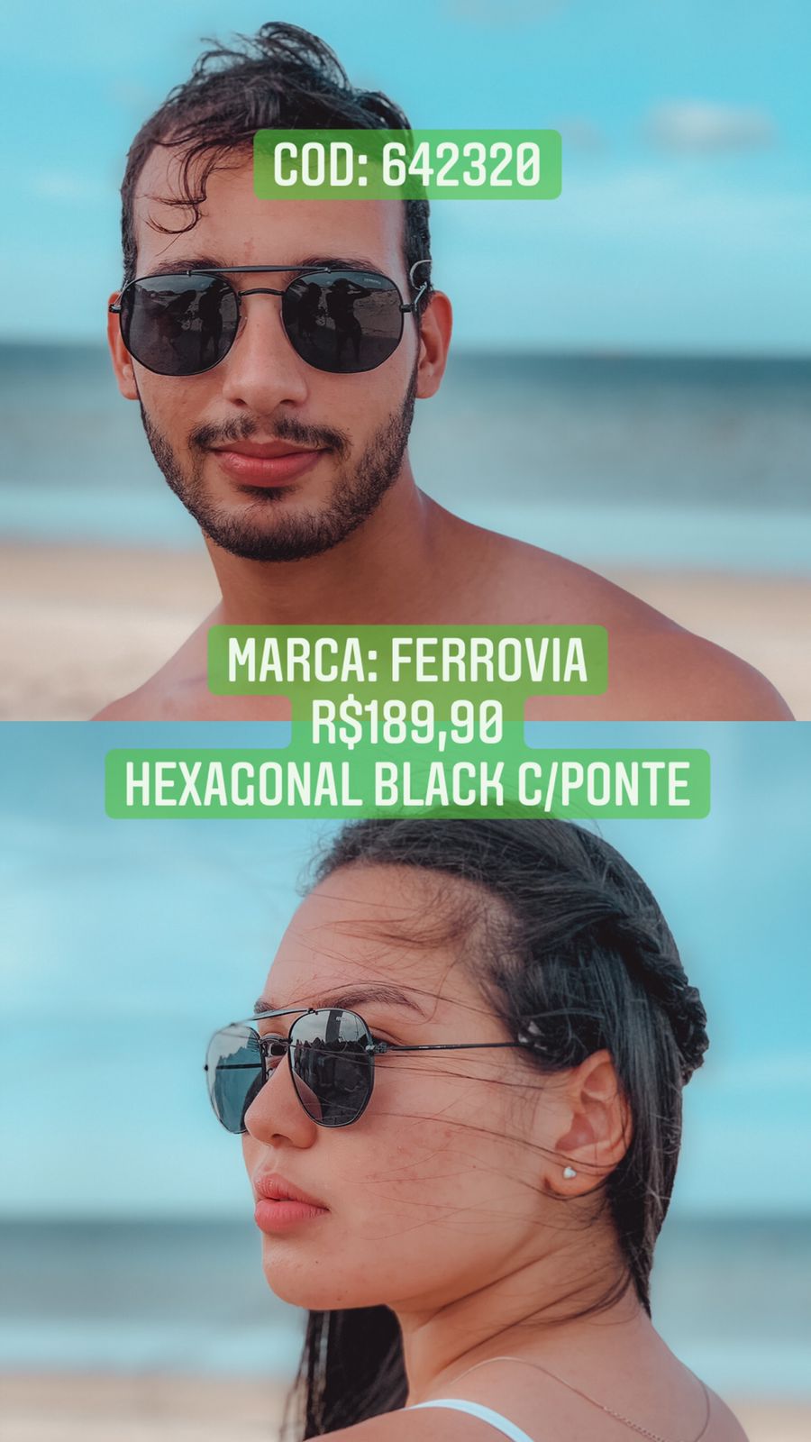 Óculos de Sol Hexagonal com Ponte Retrô Polarizado com Lente Preta Metal Ferrovia 642320