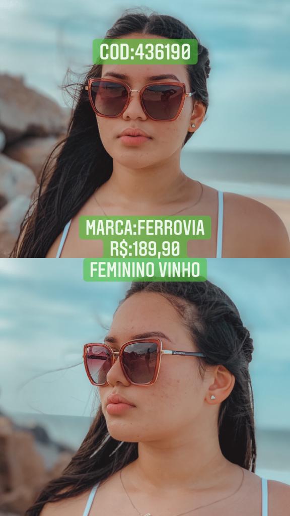 Óculos Feminino polarizado gatinho vinho Armação em metal ferrovia 436190