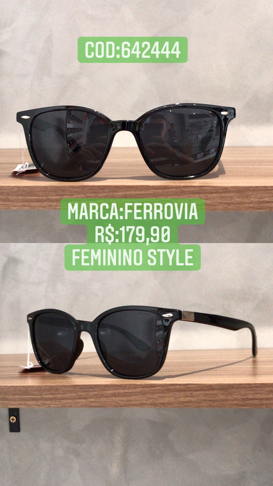 óculos Feminino style acetato preto ferrovia 642444