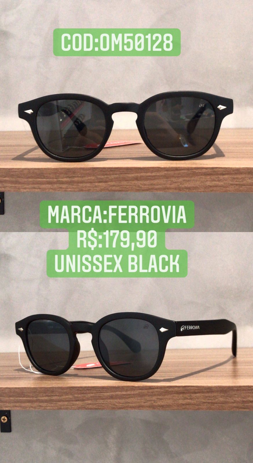 Óculos De Sol Ferrovia Unissex em Acetato Preto OM50128