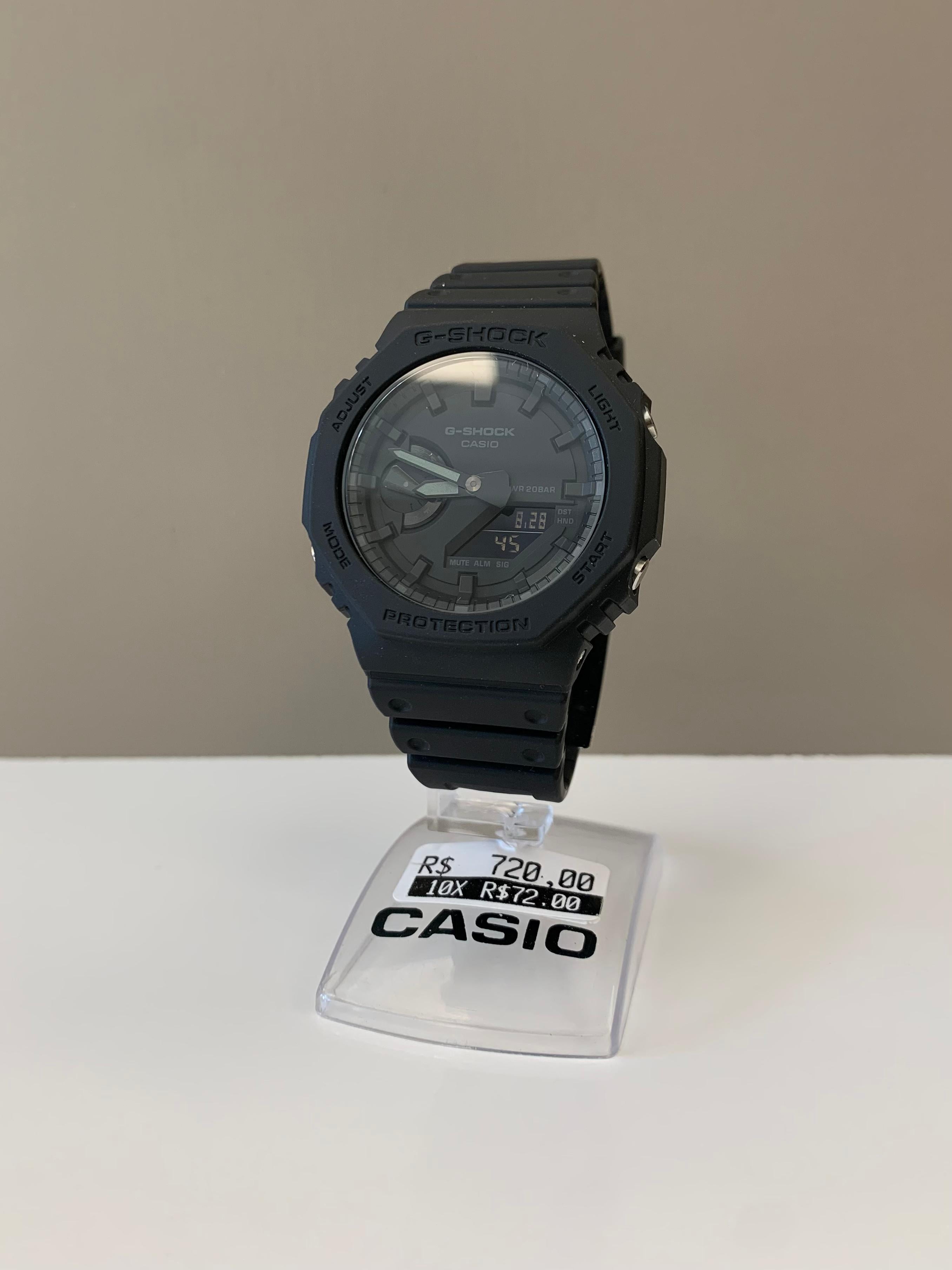 Relógio Casio G-Shock Masculino Preto Esportivo Display Duplo em Resina á Prova d'água GA-2100-1A1DR 5611