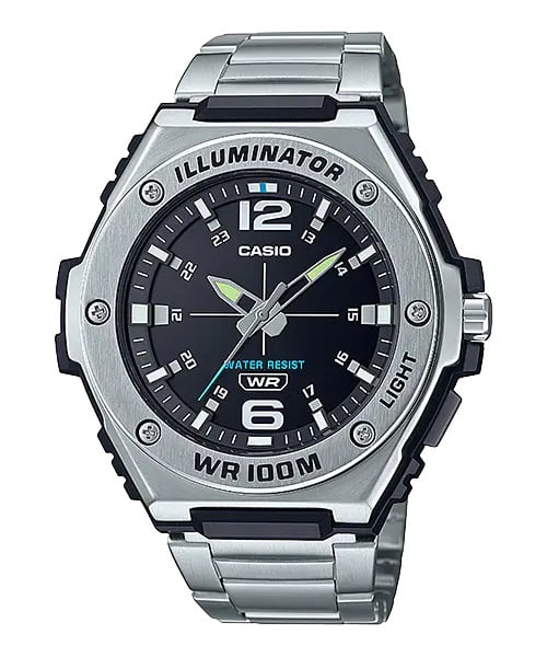 Relógio Casio Masculino Aço Inox Prata e Preto MWA-100HD-1AVDF