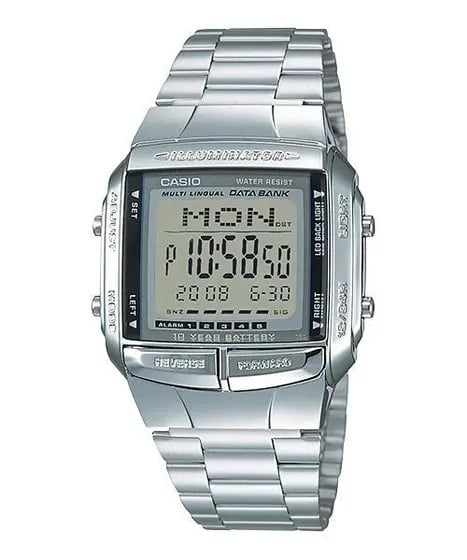 Relógio Casio Memoria Telefônica Masculino Prateado Digital Retro Vintage Á Prova d'água DB-360-1ADF 2515