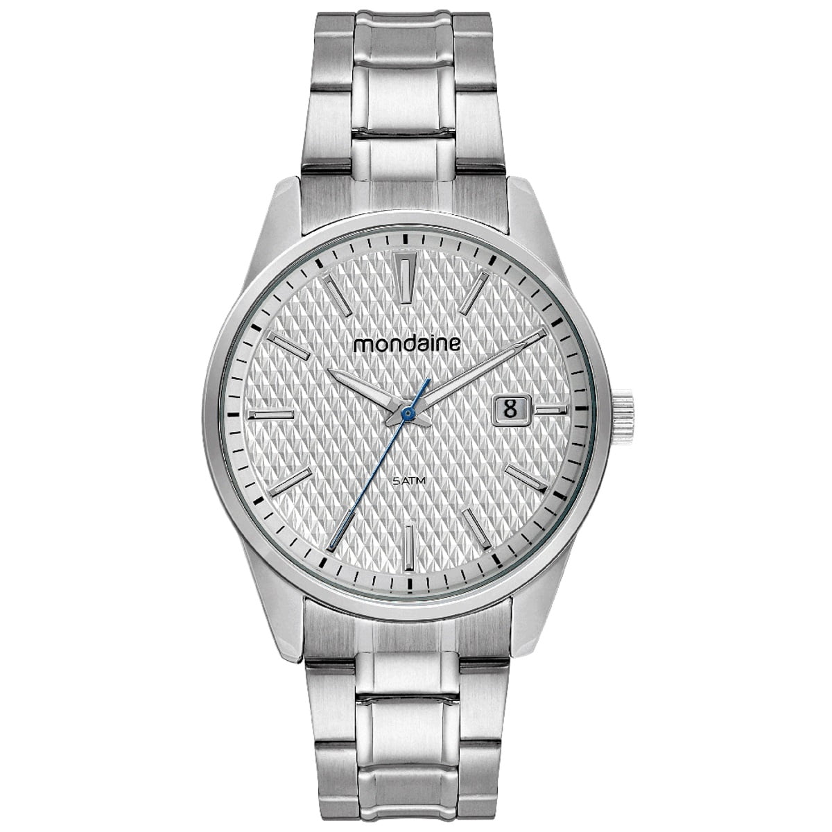 Relógio Mondaine Masculino com Calendário Minimalista Texturizado Prateado á Prova D'água 32508G0MVNE3
