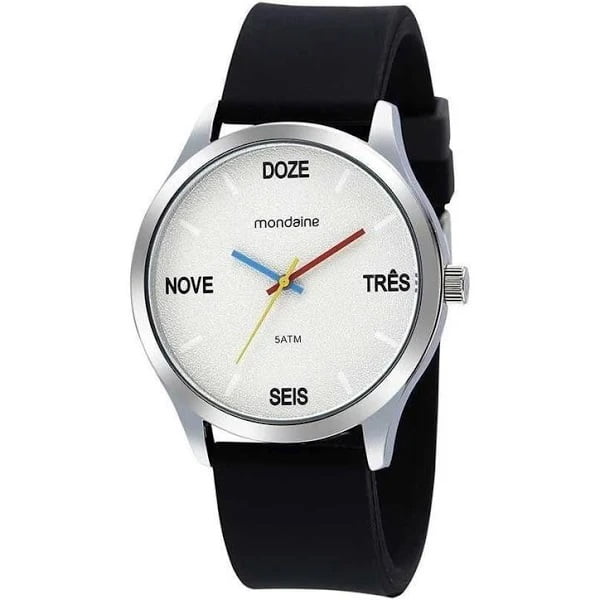 Relógio Masculino Mondaine Silicone Prateado á Prova D'água 99607G0MVNI2