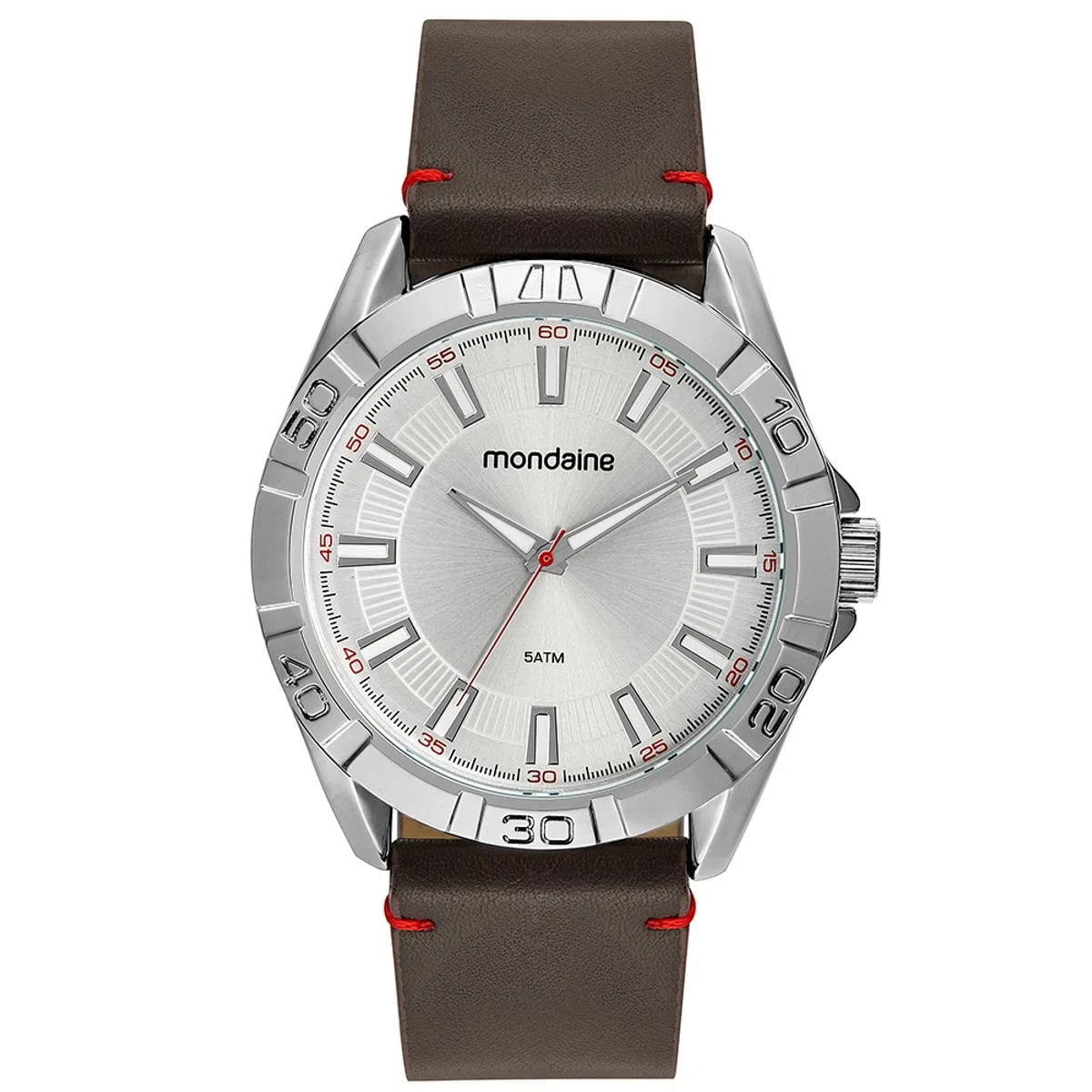 Relógio Mondaine Masculino Prata Couro Marrom 53831G0MVNH3