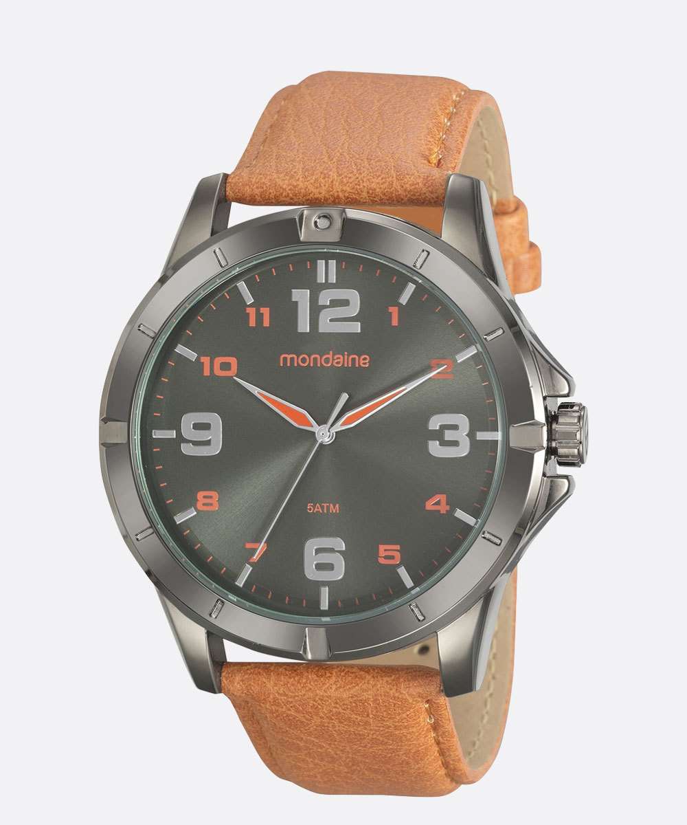 Relógio Mondaine Masculino Couro Preto Grafite 99496GPMVSH2