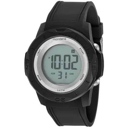 Relógio Mondaine Masculino Preto Digital Esportivo em Poliuretano Á Prova D'água 85016G0MVNP1