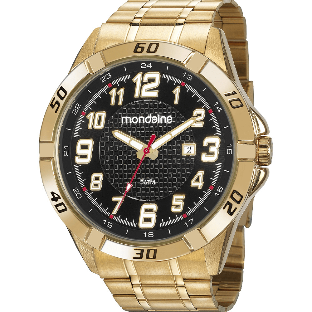 Relógio Mondaine Masculino Dourado Calendário 53833GPMVDE1