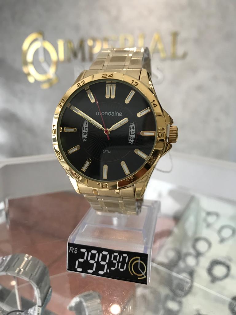 Relógio Mondaine Masculino Dourado com Calendário 32285GPMVDE2