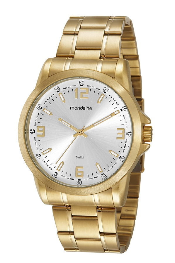 Relógio Mondaine masculino Dourado com mostrador branco - 99606GPMVDE1