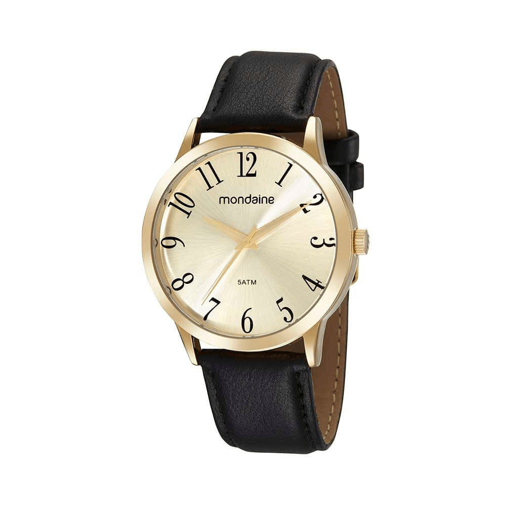 Relógio Mondaine Masculino Dourado Couro 99545GPMVDH1