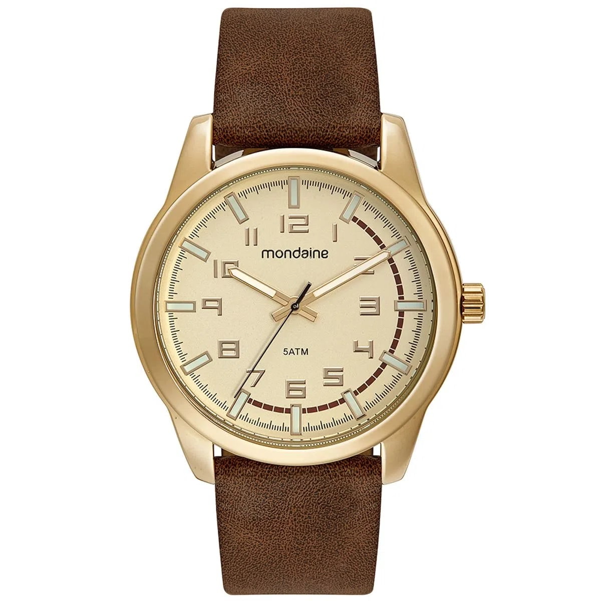 Relógio Mondaine Masculino Dourado Couro Marrom 99044GPMVDH2