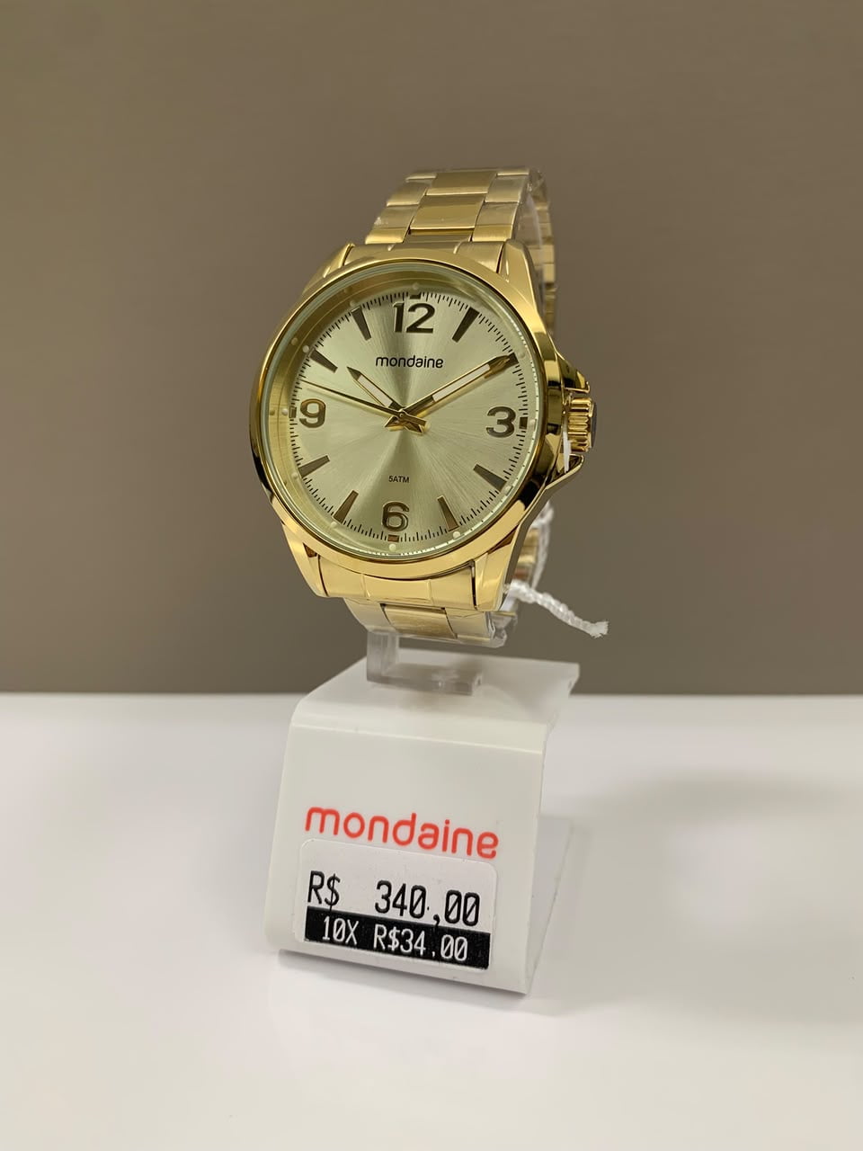 Relógio Mondaine Masculino Dourado Minimalista Á Prova d'água 99807GPMVDE5