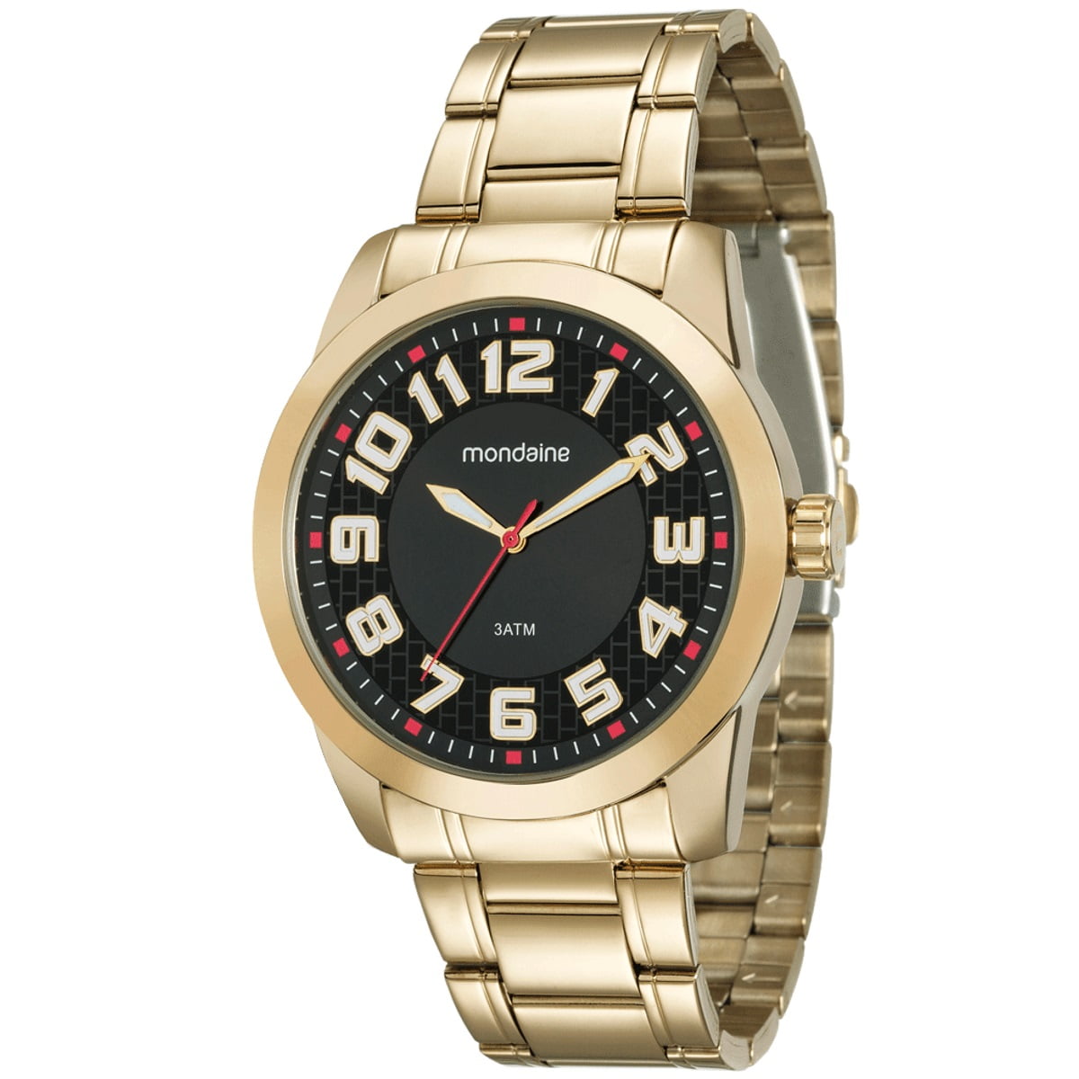 Relógio Mondaine Masculino Dourado Mostrador Preto á Prova D'água 99130GPMVDE3