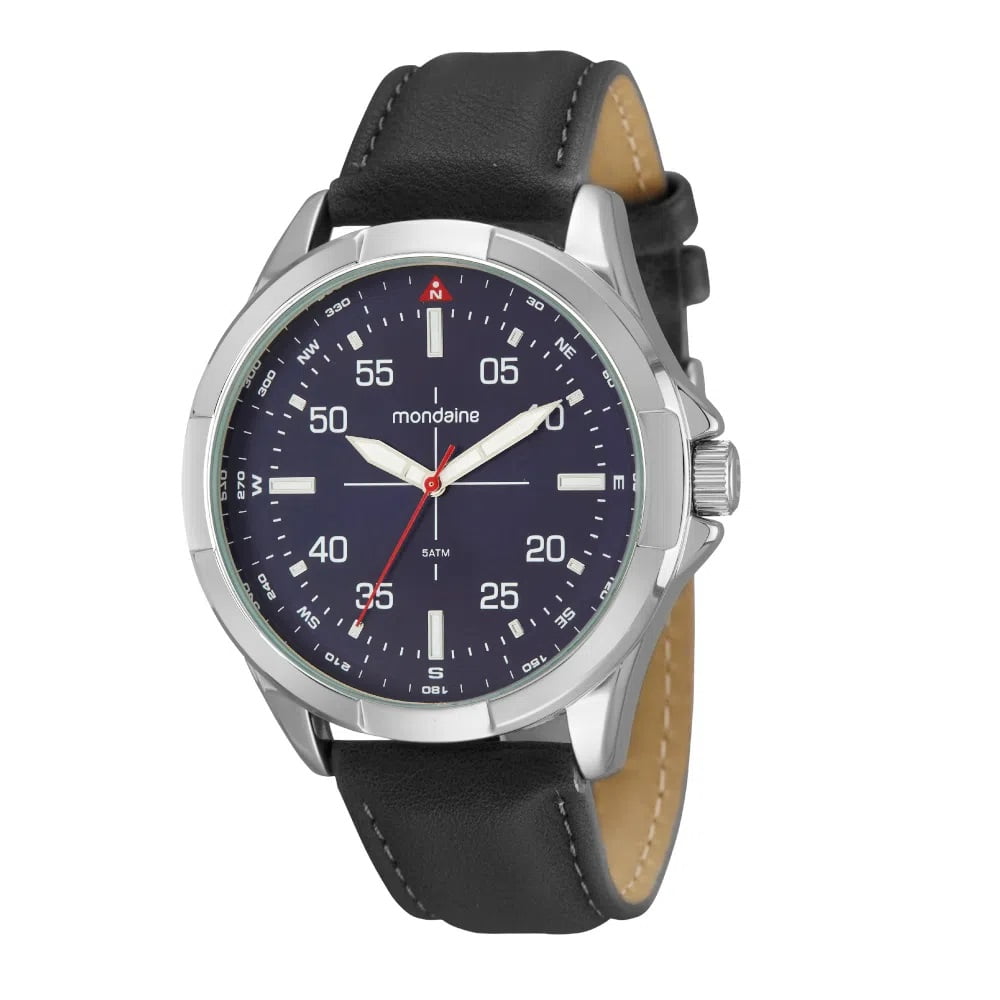 Relógio Mondaine Masculino Prata Couro 32190G0MVNH2