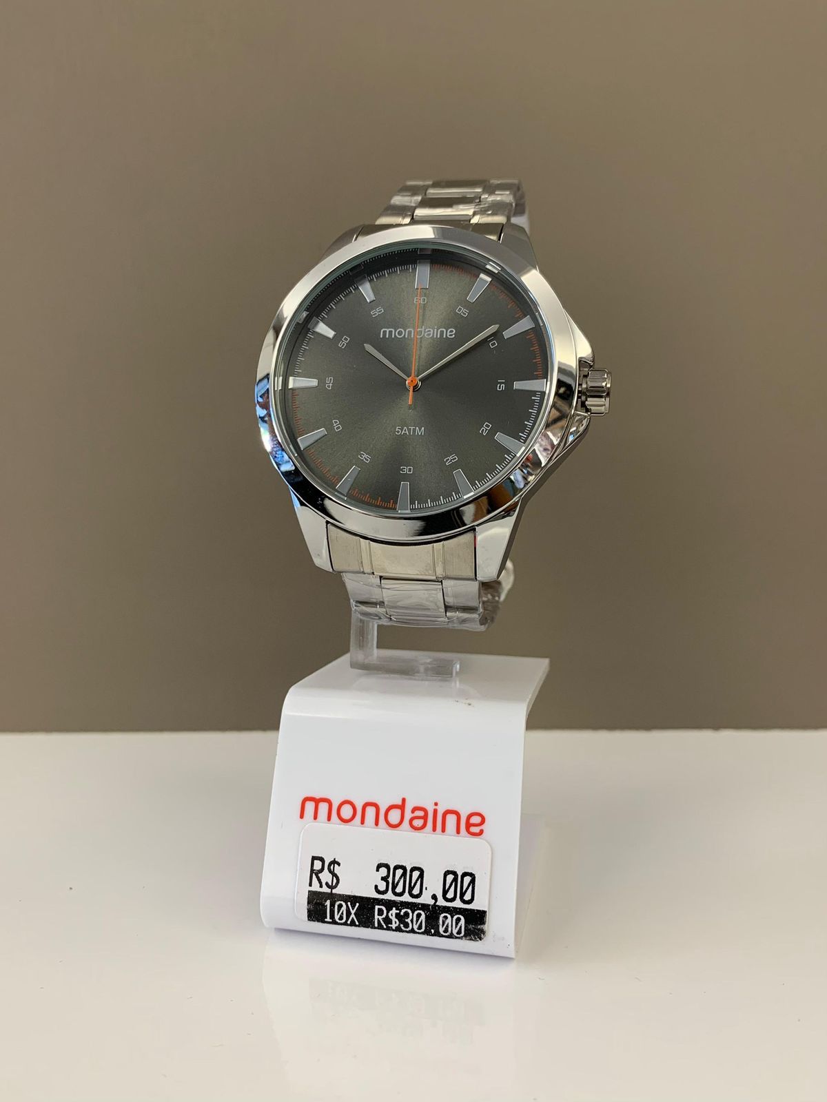 Relógio Mondaine Masculino Prata Mostrador Cinza á Prova D'água 99743G0MVNE1