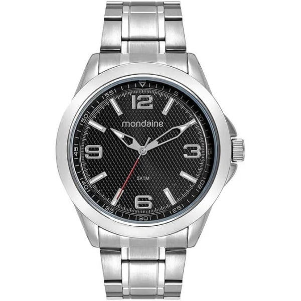 Relógio Mondaine Masculino Prateado com Visor Preto Texturizado Á Prova d'água 32603G0MVNE2