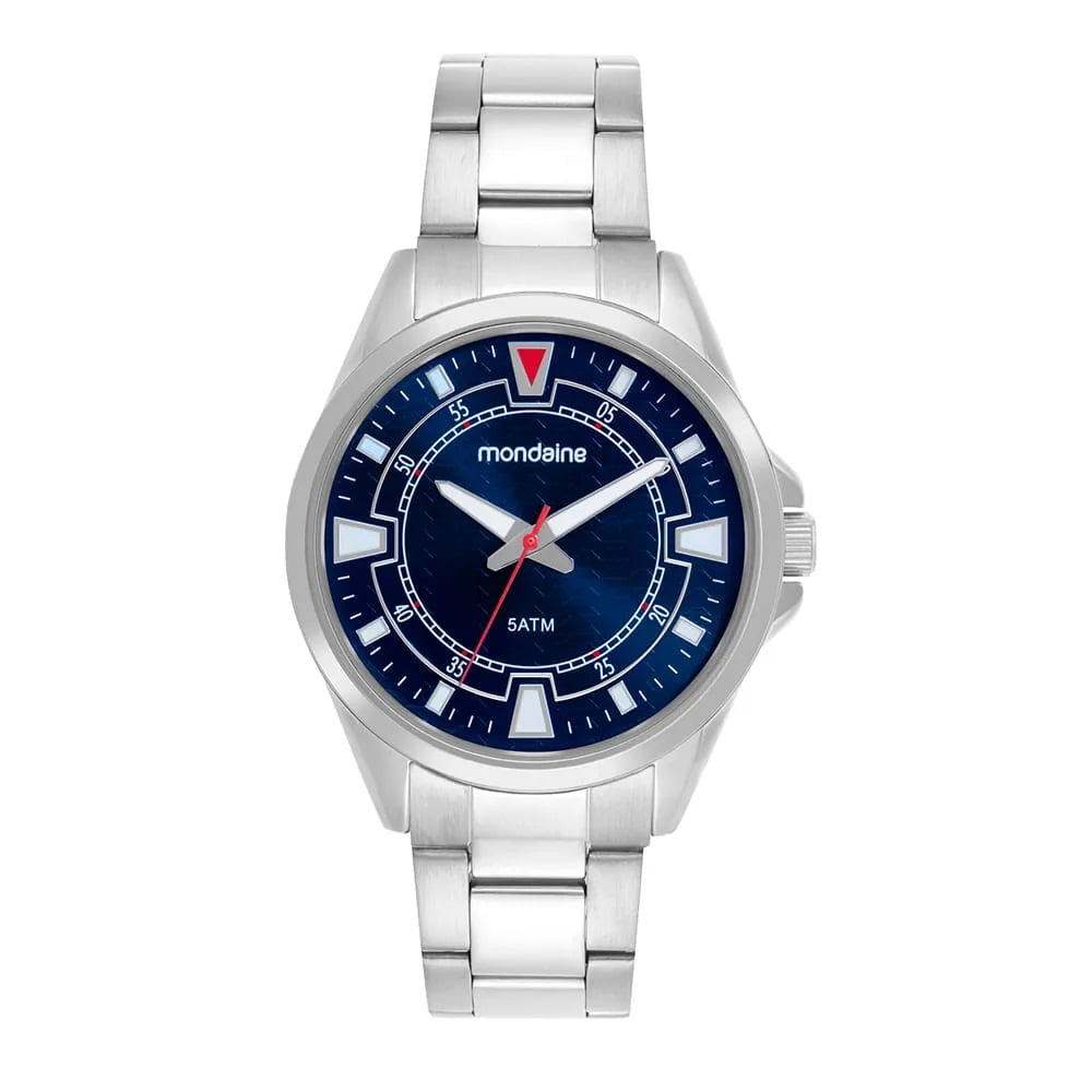 Relógio Mondaine Masculino Prateado Minimalista Visor Azul Á Prova d´água 83526G0MVNE3