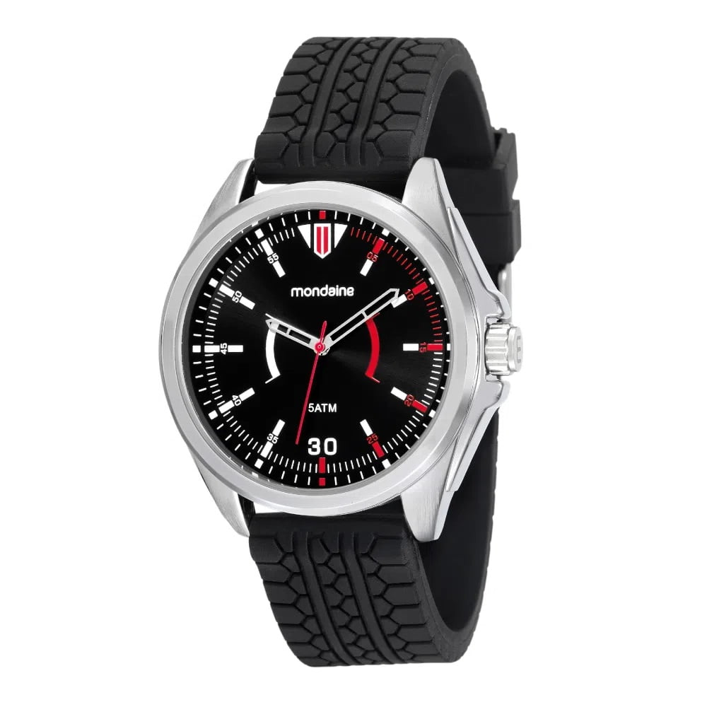 Relógio Mondaine Masculino Prata Pulseira de Silicone á Prova D'água 53525G0MVNI1