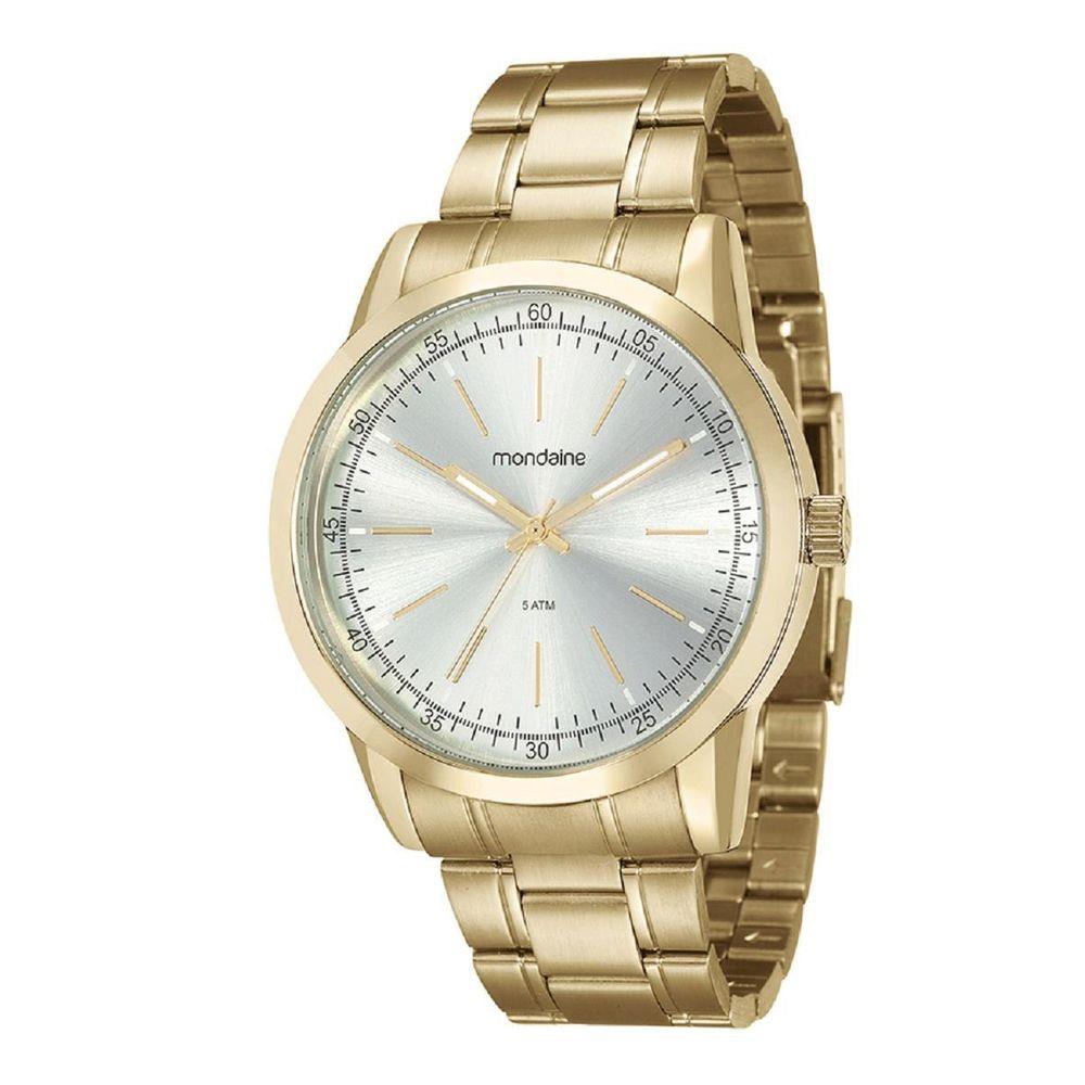 Relógio Mondaine Masculino Dourado Branco A prova D'água 94985GPMVDE5