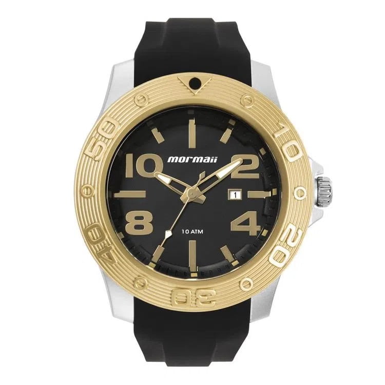 Relógio Mormaii Masculino Silicone Dourado Esportivo Calendário  MOPC32AG/8K