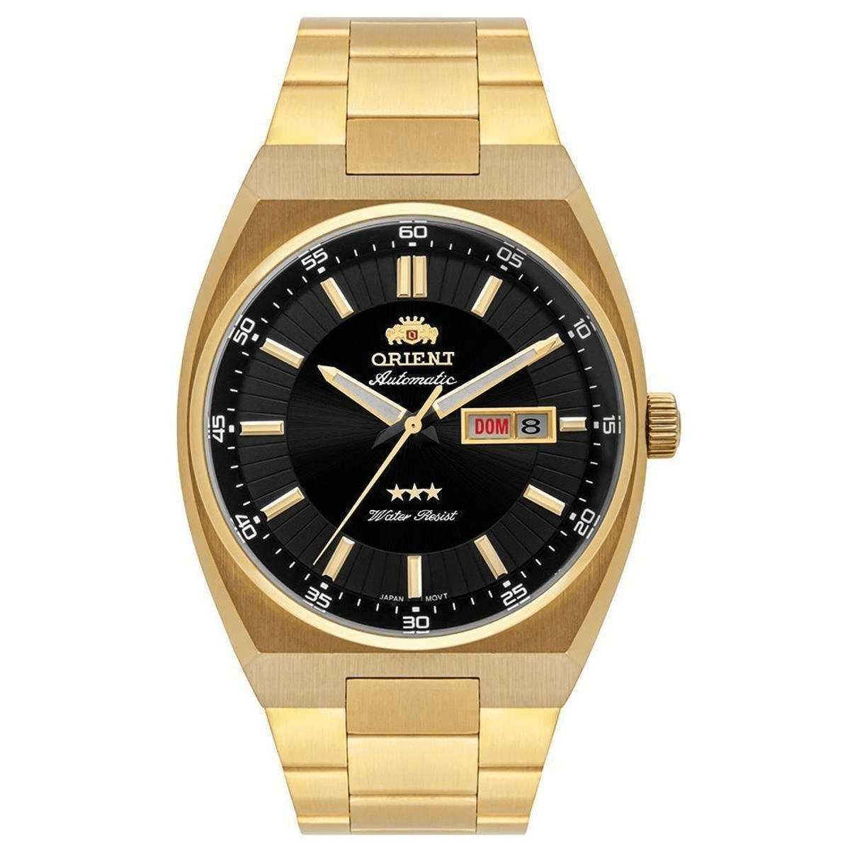 Relógio Orient Masculino Automático Dourado Aço Inox Calendário 469GP087F