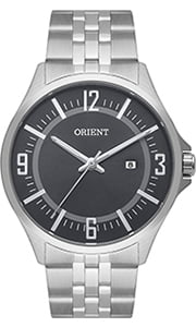 Relógio Orient Masculino Prateado Visor Azul com Calendário Maquinário Japonês Aço Inoxidável Á Prova d'água MBSS1420