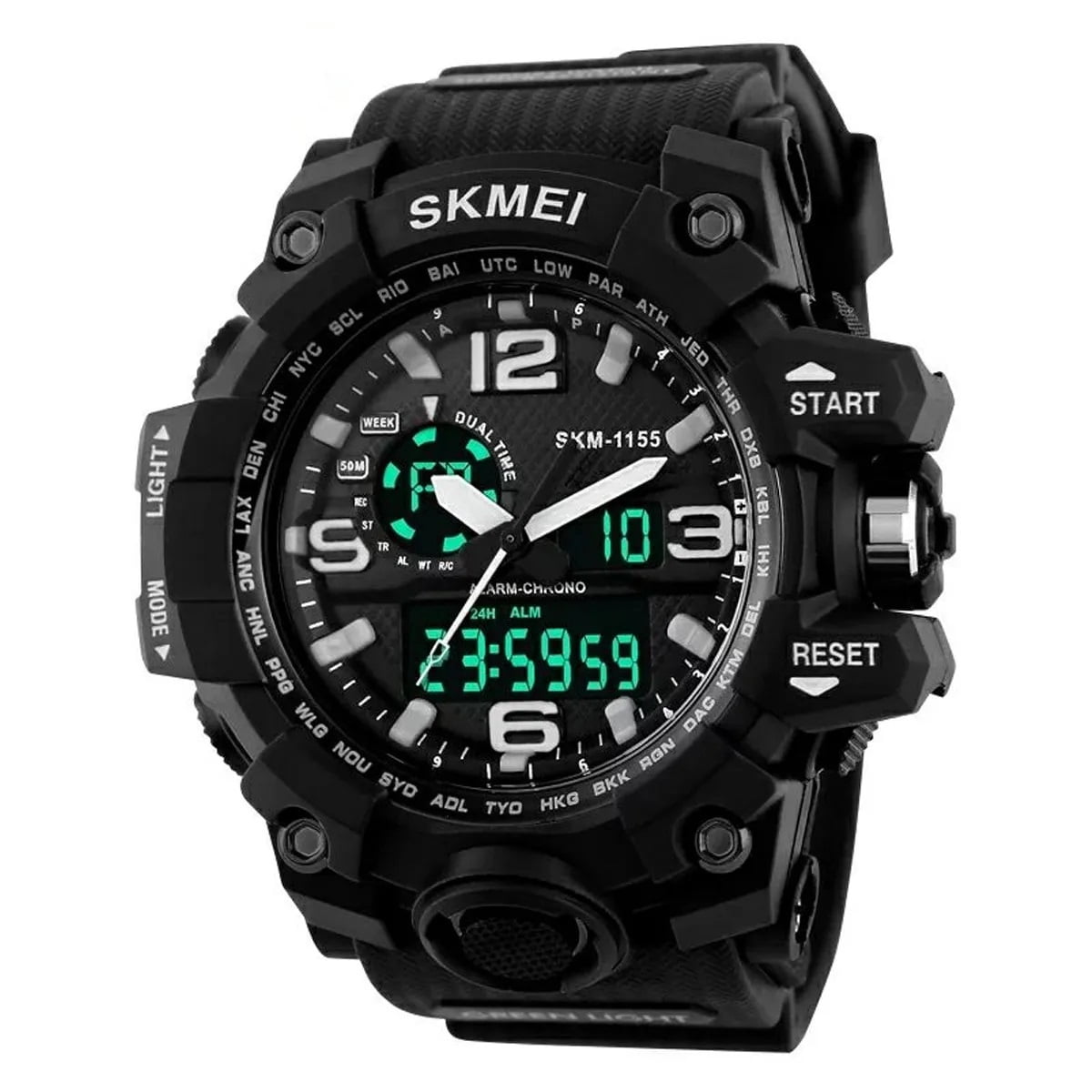 Relógio Skmei Masculino Display Duplo Preto Esportivo á Prova D'água 1155 B