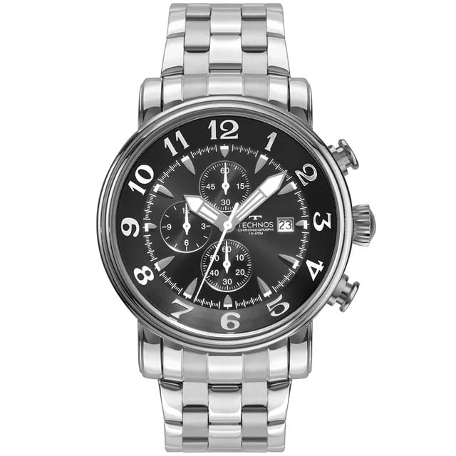 Relógio Technos Masculino Cronógrafo Prata com Calendário á Prova D'água 0S10CS/1M
