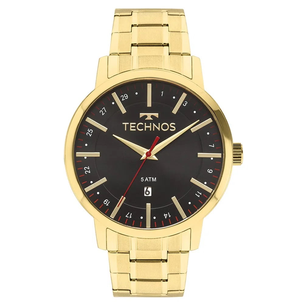 Relógio Technos Masculino Dourado Aço Inox Calendário 2115MMKTDY/4P