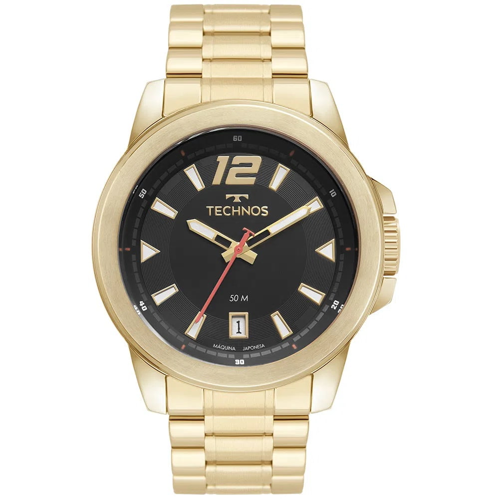 Relógio Technos Masculino Dourado com calendário Aço inox 2415DO/1P