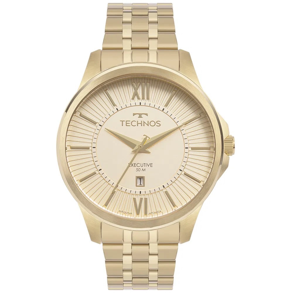Relógio Technos Masculino Executive Dourado com Calendário á Prova D'água 2117LFB/1D