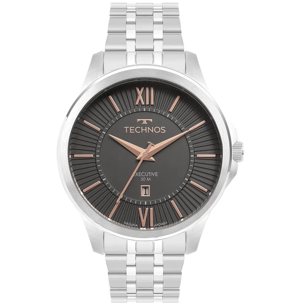 Relógio Technos Masculino Executive Prata com Calendário á Prova D'água 2117LFC/1F