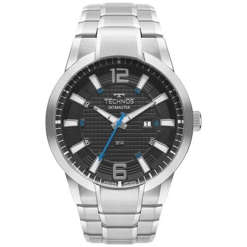 Relógio Technos Masculino Skymaster Prata Aço Inox Calendário 2117LDZ