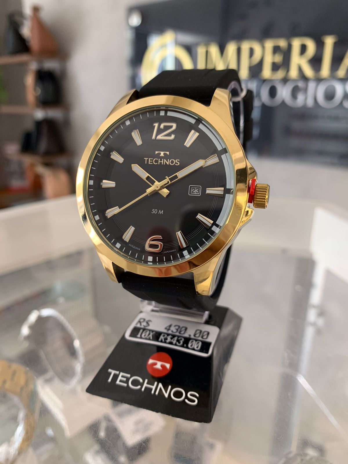 Relógio Technos Masculino Racer Calendário Silicone Dourado  2117LDHS/1X