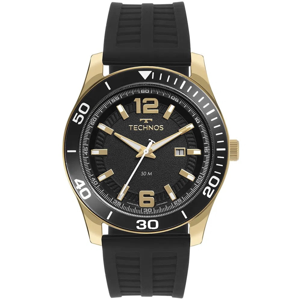 Relógio Technos Masculino Racer Dourado Silicone com Calendário 2117LFA/2P