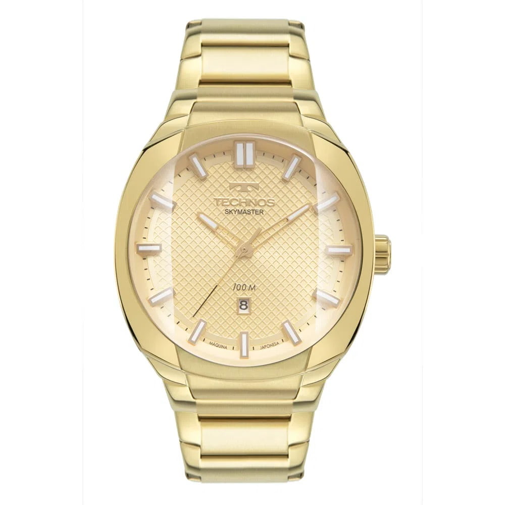 Relógio Technos Masculino Skymaster Dourado com Calendário á Prova D'água 2115NAA/1D