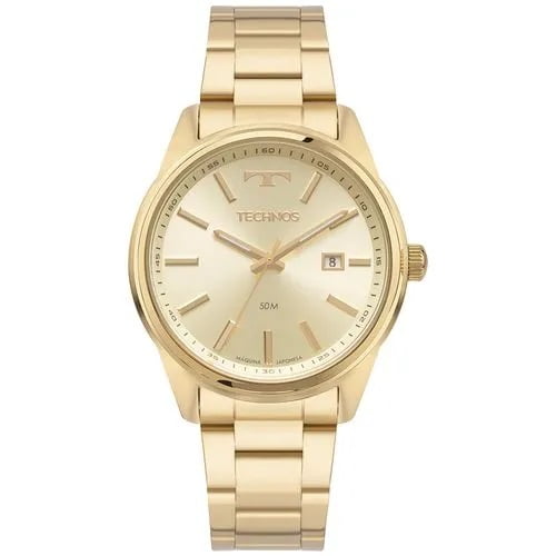Relógio Technos Steel Masculino Dourado com Calendário Maquinário Japonês Aço Inoxidável  á Prova d'água 2115TYA/1D