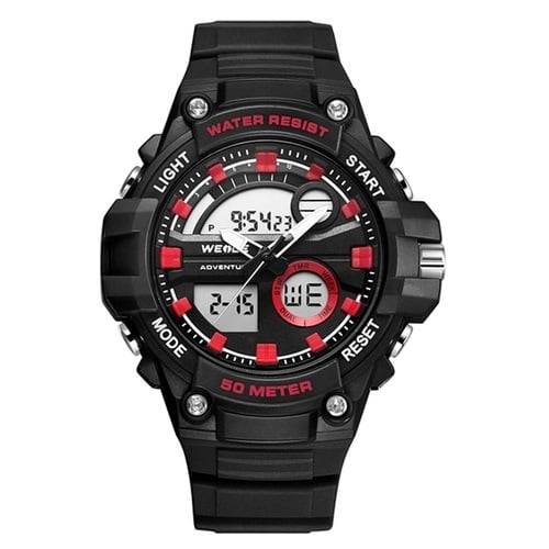 Relógio Weide Masculino Digital  Display Duplo Preto e vermelho WA-3J8010