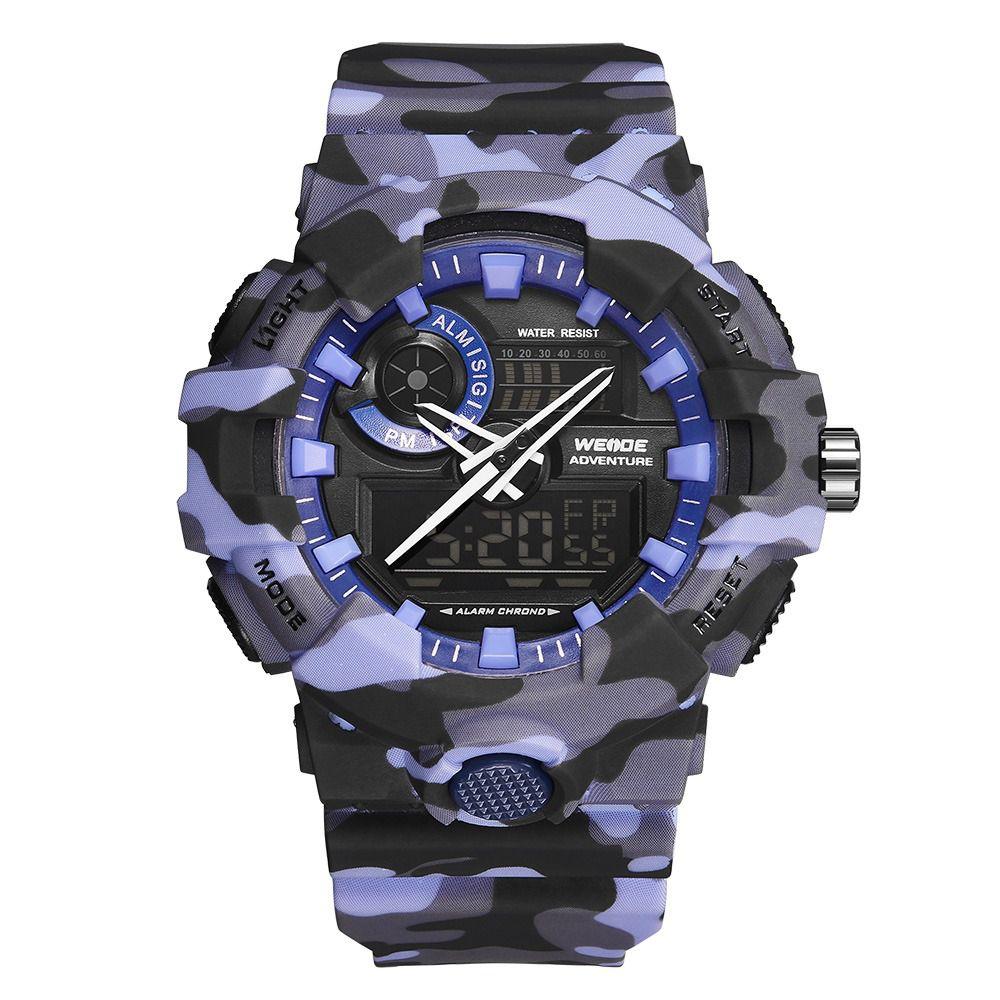 Relógio Weide Masculino Esportivo Digital Display Duplo Camuflado lilas a prova d´água WA-3J8007