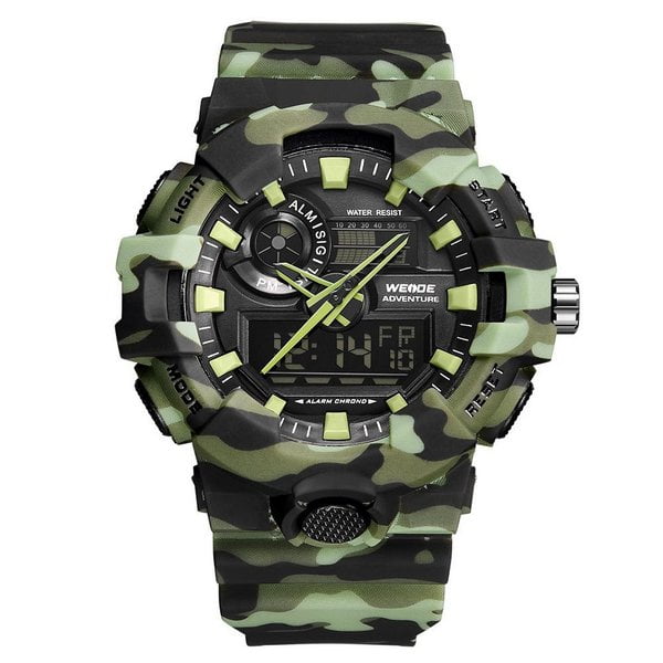 Relógio Weide Masculino Esportivo Digital Display Duplo Camuflado WA3J8007