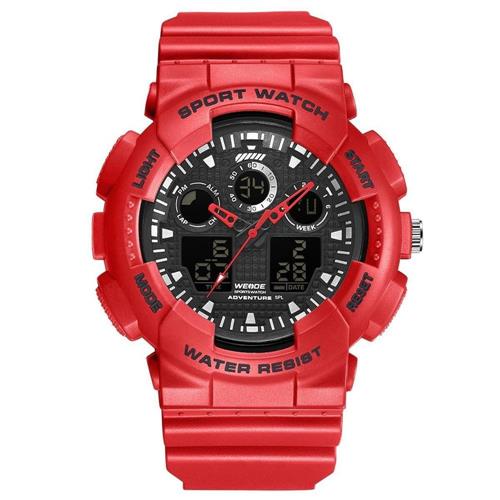 Relógio Weide Masculino Esportivo Digital Display Duplo Vermelho WA3J8003