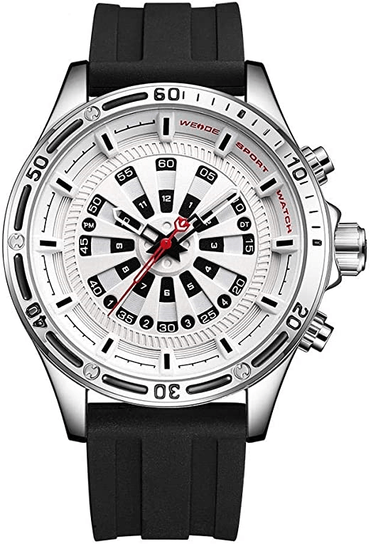 Relógio Weide Masculino Prata Silicone Calendário WH-7308