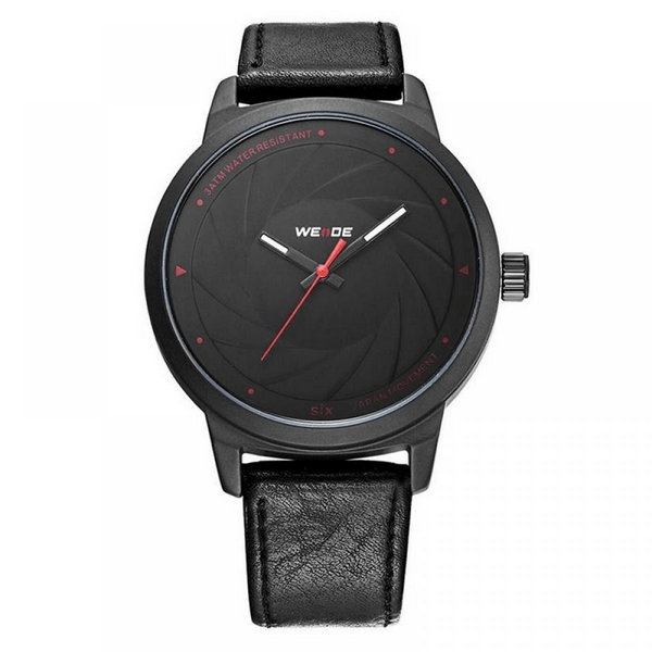 Relógio Weide Masculino Preto Couro WD005