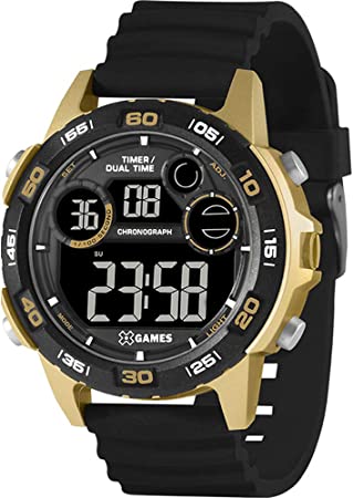 Relógio X-Games Masculino Silicone Digital Preto Com Dourado XMPPD631