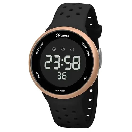 Relógio X-Games Masculino Silicone Digital Preto Com Rose XMPPD547