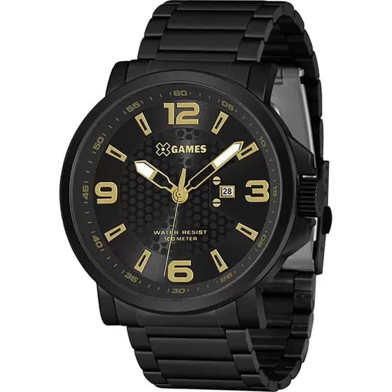 Relógio X-Games Preto Masculino Aço inox com calendário - XMNS1001