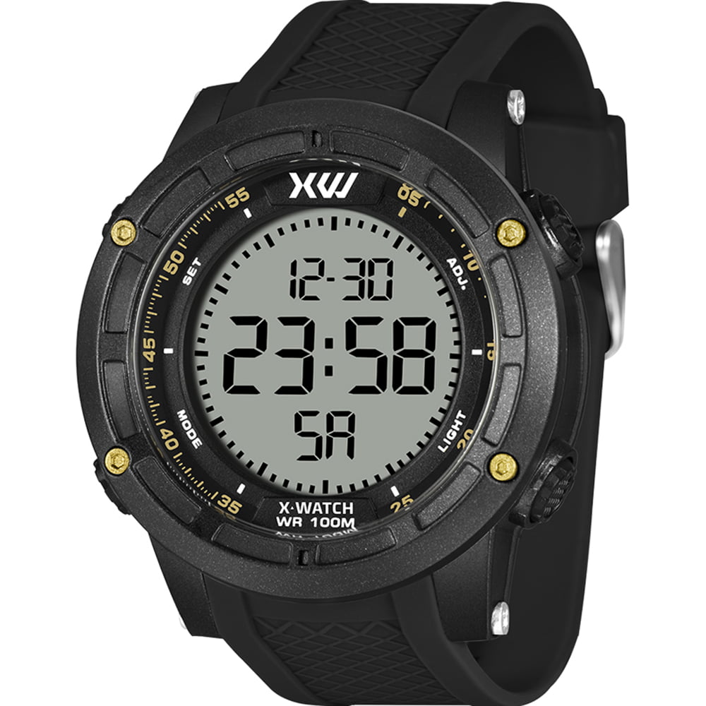 Relógio X-Watch Masculino Digital Esportivo Preto  Pulseira em Silicone á Prova D'água XMPPD710